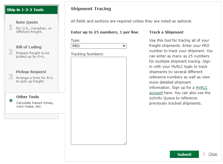 rlcarriers tracking