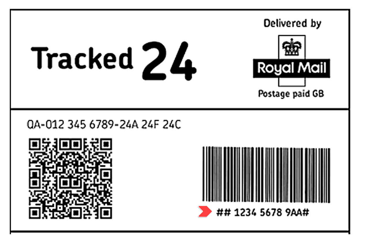 royal mail tracking number on parcel